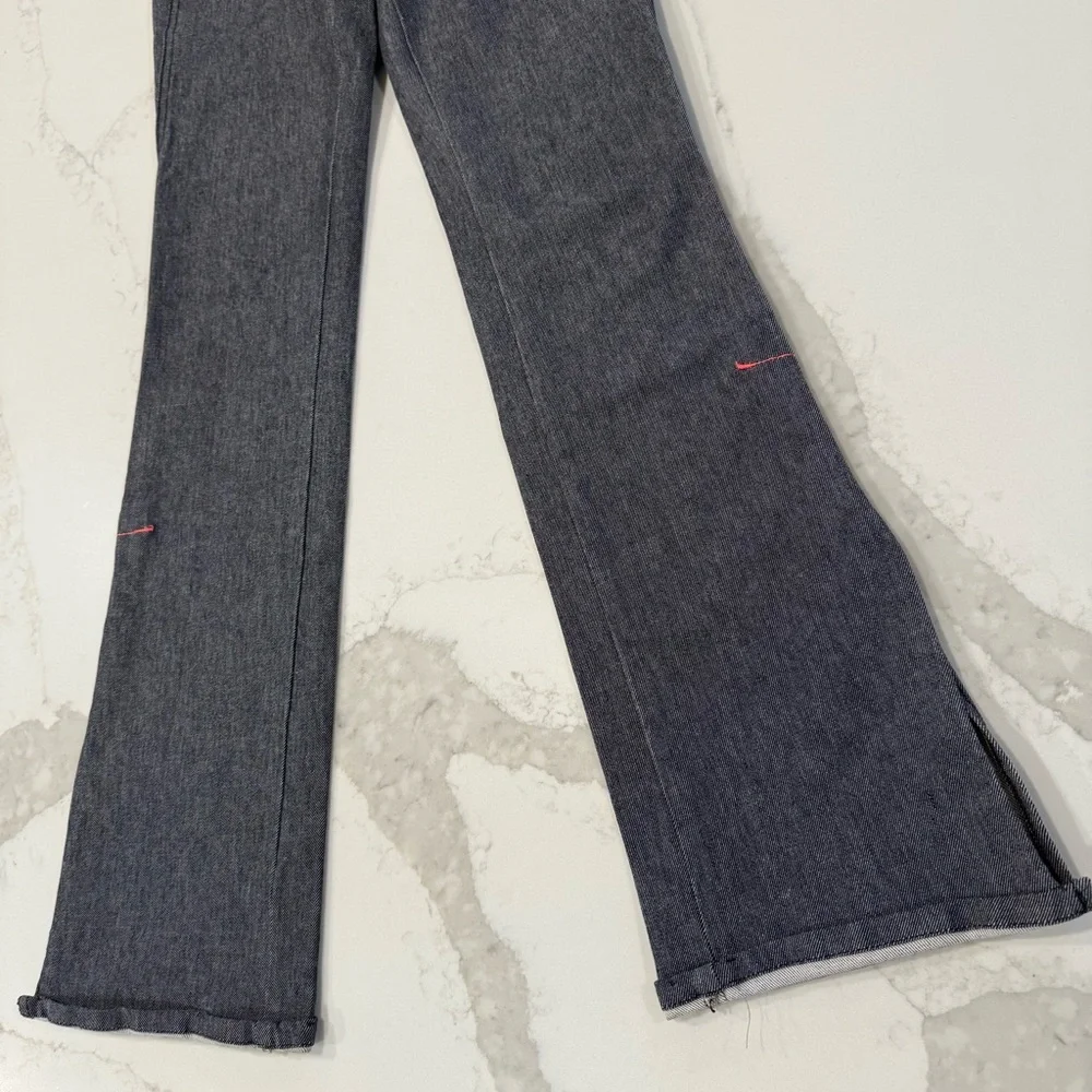 Y2K Vintage DIESEL Denim Flare Pants Side AnkleSlits Womens 28 Gray/Pink Accents - Picture 2 of 12